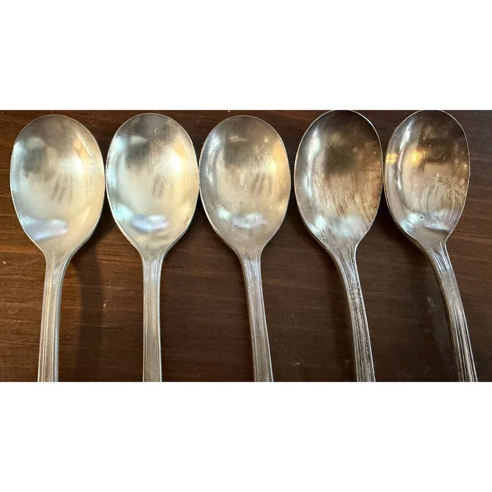 5 Vintage Oneida Hotel Plate Silverplate Demitasse Baby Spoons 4 3/8
